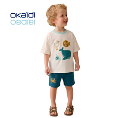 OBAIBI WHITE T-SHIRT WITH EMBROIDERED ANIMALS