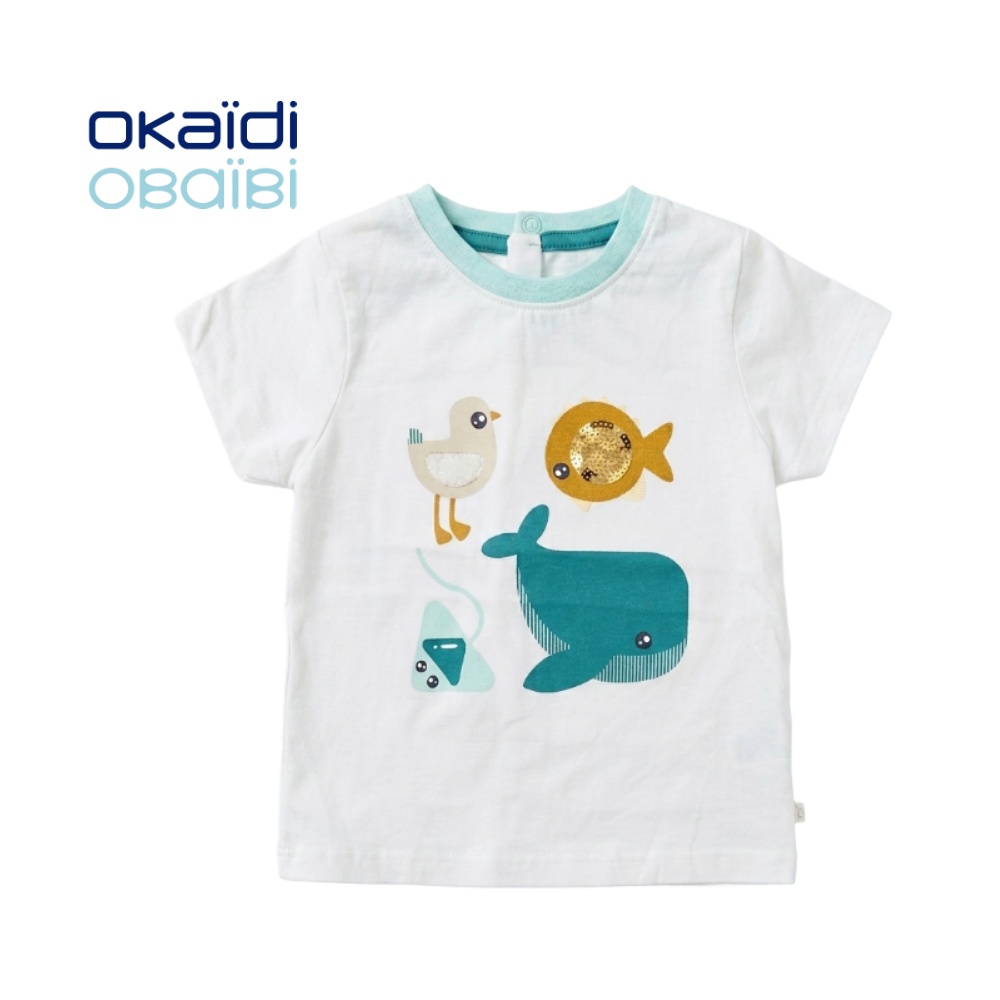 OBAIBI WHITE T-SHIRT WITH EMBROIDERED ANIMALS