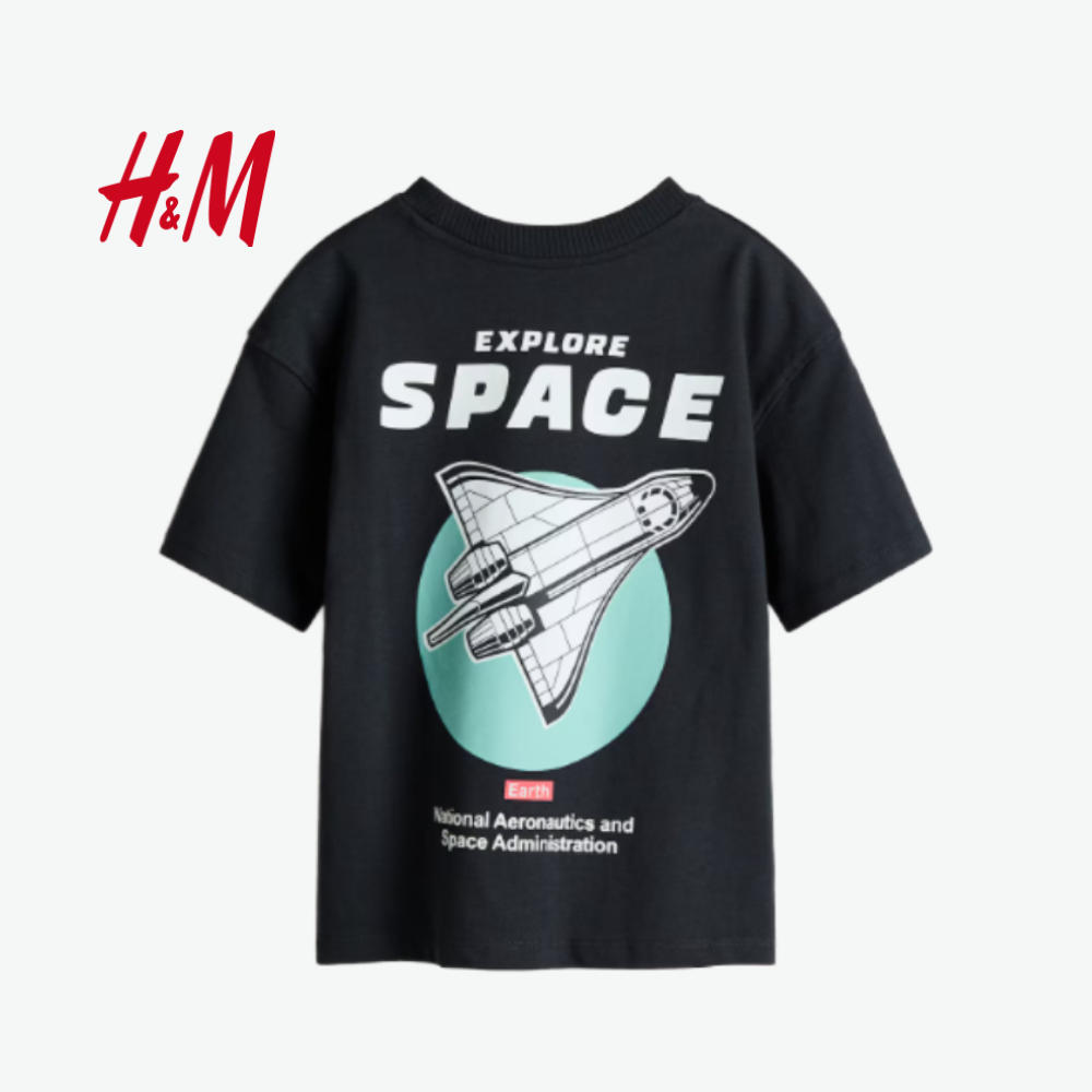 H&M CHARCOAL GREY NASA T-SHIRT