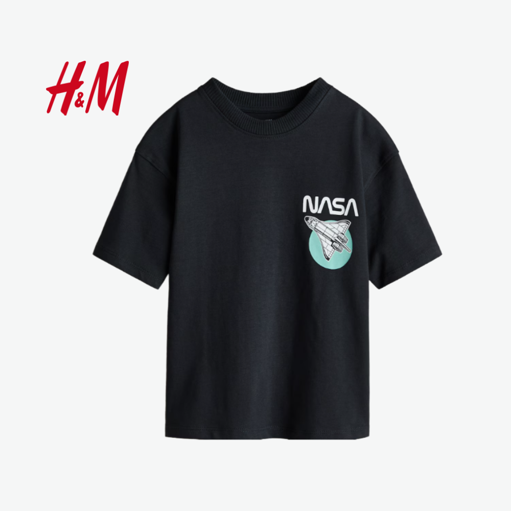 H&M CHARCOAL GREY NASA T-SHIRT