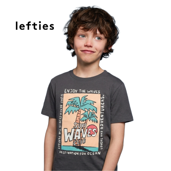 LEFTIES GREY PASTE PRINT "WAVES" T-SHIRT