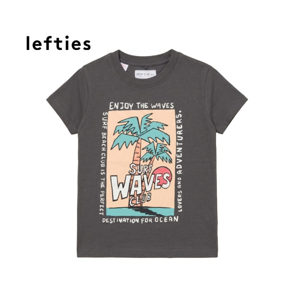 LEFTIES GREY PASTE PRINT "WAVES" T-SHIRT