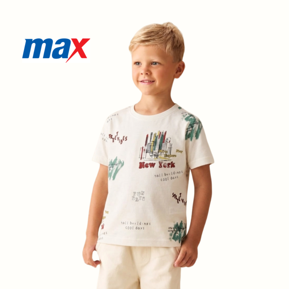 MAX WHITE T-SHIRT WITH NEW YORK CITY GRAPHIC PRINT