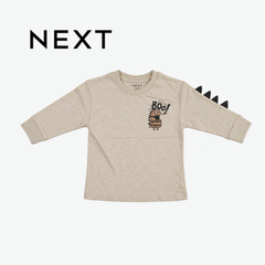 NEXT BEIGE MONSTER GRAPHIC SPIKED LONG-SLEEVE T-SHIRT