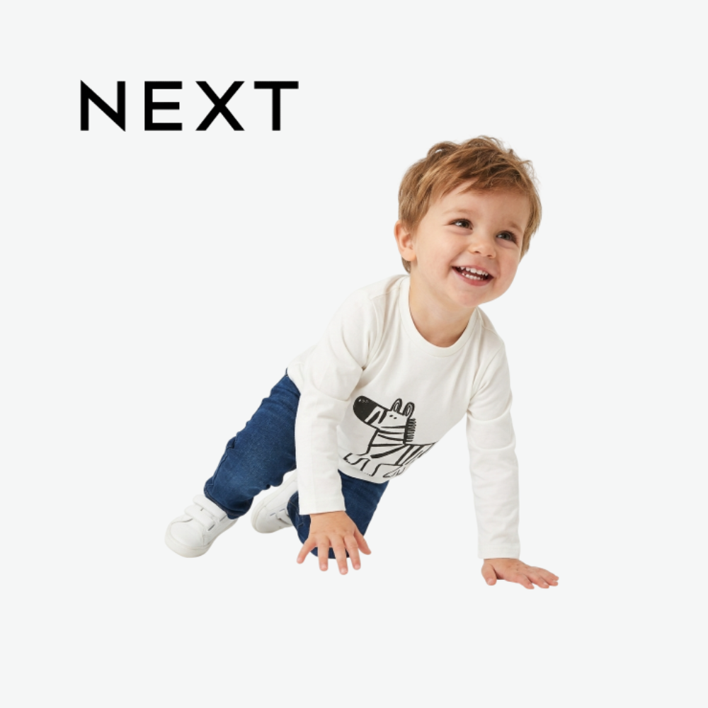 NEXT WHITE ZEBRA GRAPHIC LONG-SLEEVE T-SHIRT