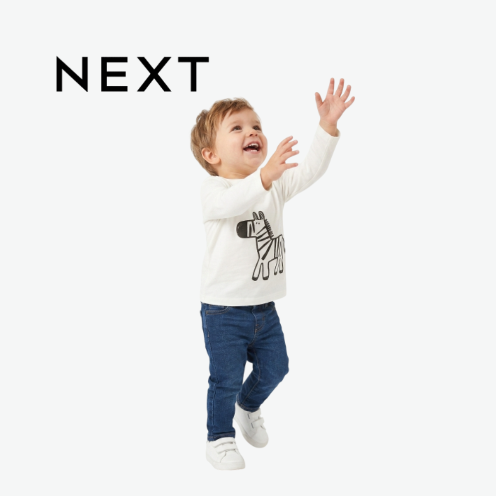 NEXT WHITE ZEBRA GRAPHIC LONG-SLEEVE T-SHIRT