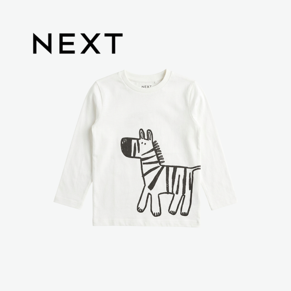NEXT WHITE ZEBRA GRAPHIC LONG-SLEEVE T-SHIRT