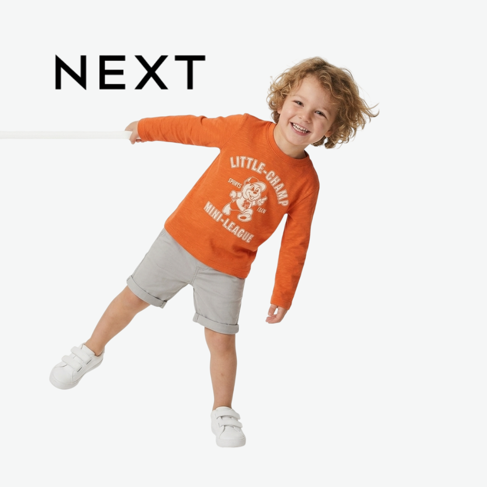 NEXT ORANGE LITTLE-CHAMP GRAPHIC LONG-SLEEVE T-SHIRT