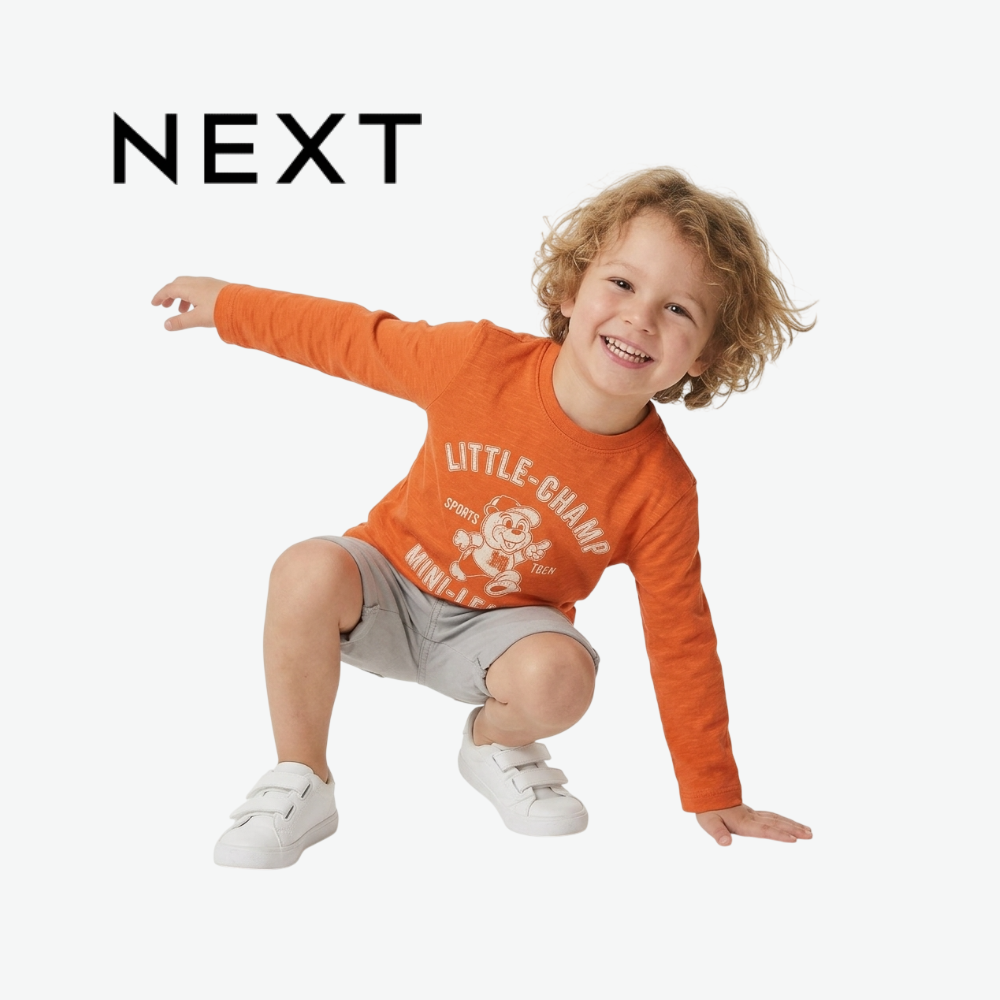 NEXT ORANGE LITTLE-CHAMP GRAPHIC LONG-SLEEVE T-SHIRT