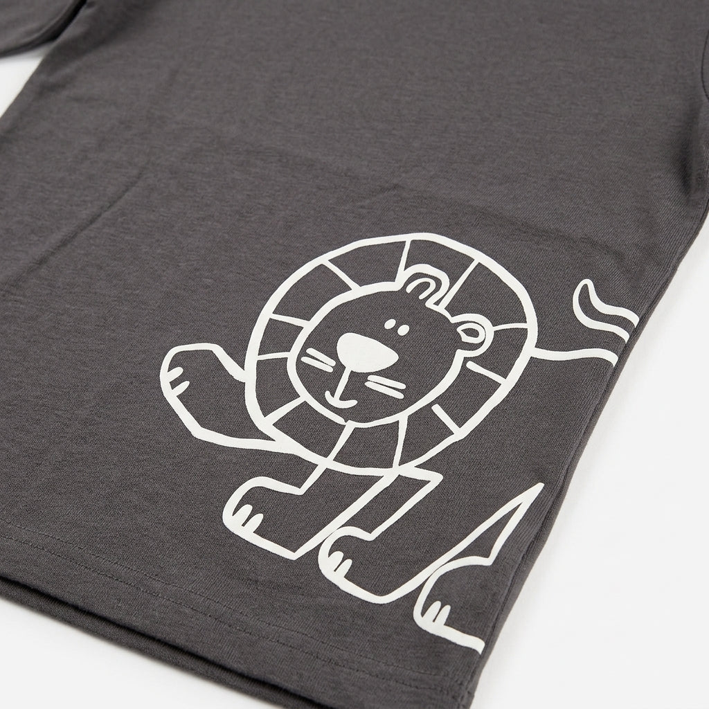 NEXT CHARCOAL GREY LION GRAPHIC LONG-SLEEVE T-SHIRT
