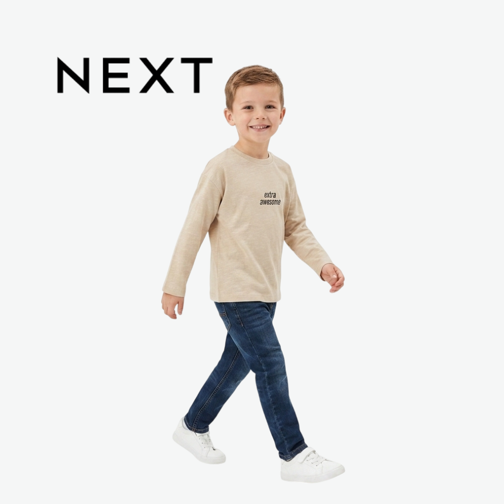NEXT BEIGE EXTRA AWESOME LONG-SLEEVE T-SHIRT