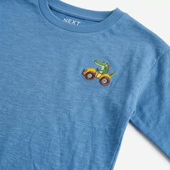 NEXT BLUE CROCODILE TRACTOR EMBROIDERED LONG-SLEEVE T-SHIRT