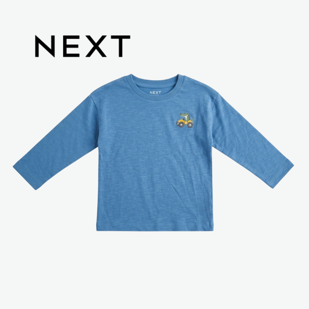 NEXT BLUE CROCODILE TRACTOR EMBROIDERED LONG-SLEEVE T-SHIRT