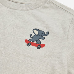 NEXT BEIGE SKATEBOARDING ELEPHANT EMBROIDERED LONG-SLEEVE T-SHIRT