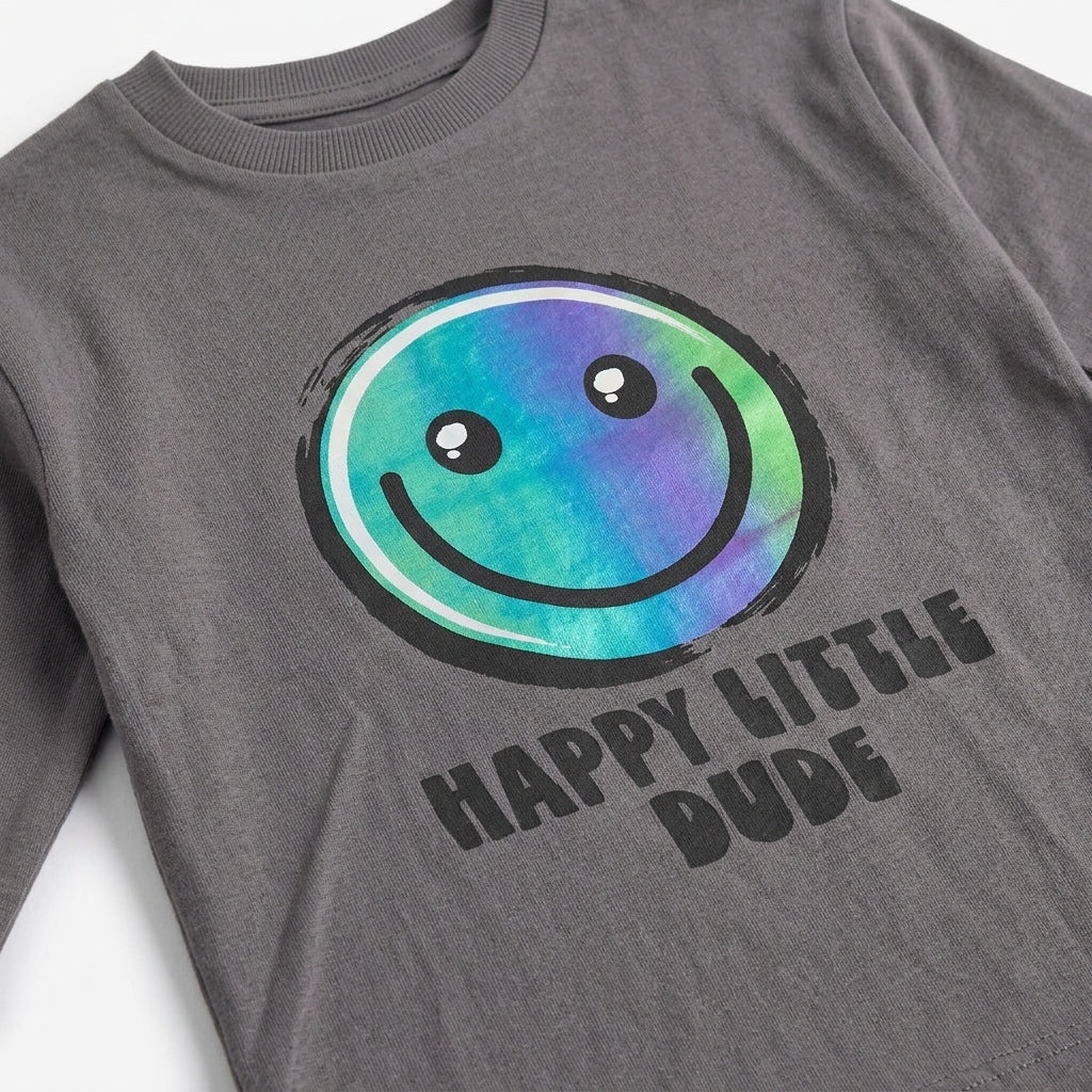 NEXT CHARCOAL GREY HAPPY LITTLE DUDE GRAPHIC LONG-SLEEVE T-SHIRT