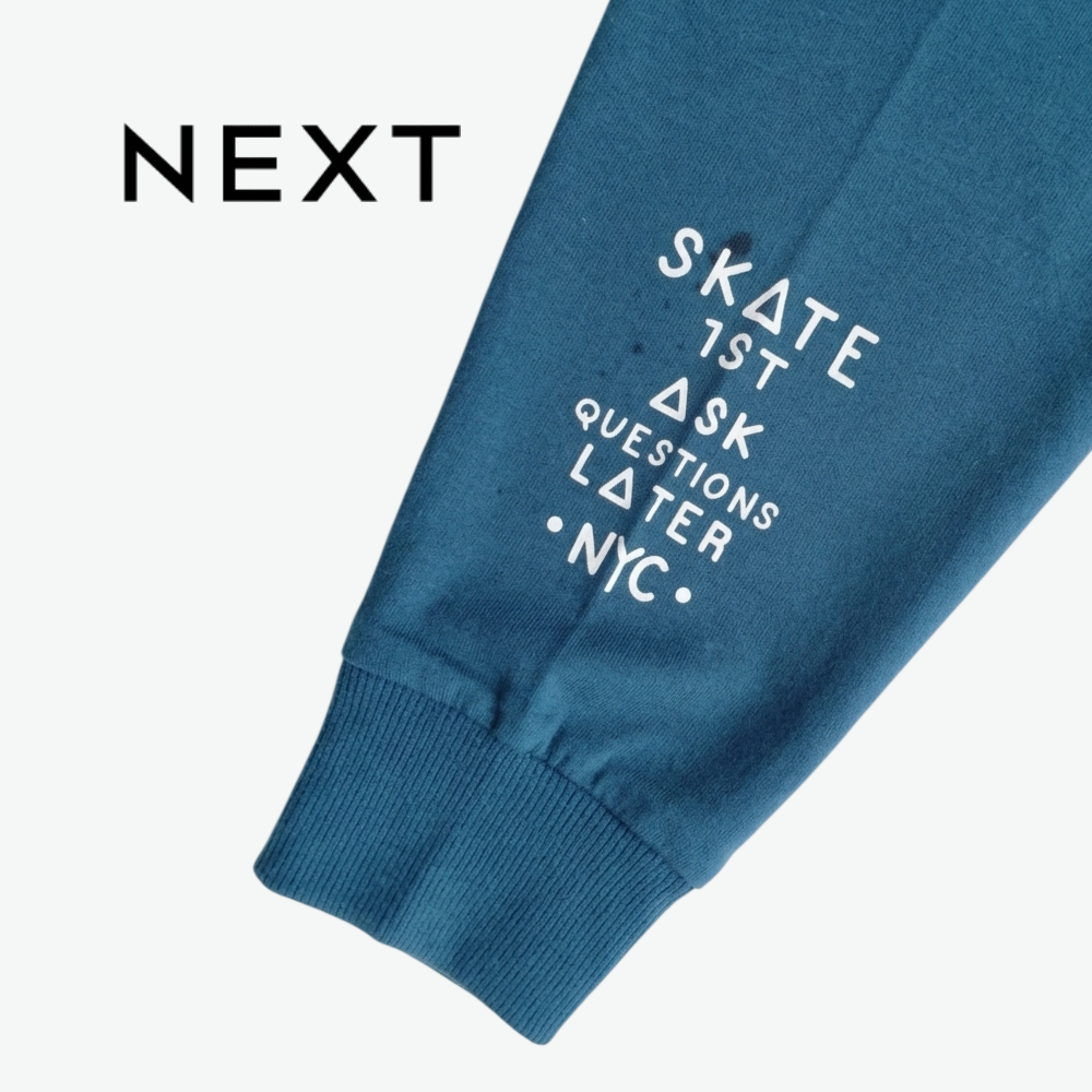 NEXT TEAL BLUE SKATEBOARD GRAPHIC LONG-SLEEVE T-SHIRT