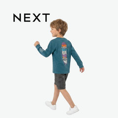 NEXT TEAL BLUE SKATEBOARD GRAPHIC LONG-SLEEVE T-SHIRT