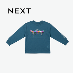 NEXT TEAL BLUE SKATEBOARD GRAPHIC LONG-SLEEVE T-SHIRT