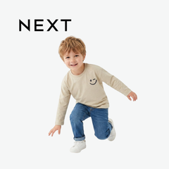 NEXT BEIGE WINKING SMILEY GRAPHIC LONG-SLEEVE T-SHIRT