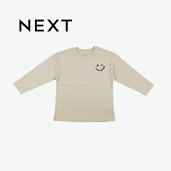 NEXT BEIGE WINKING SMILEY GRAPHIC LONG-SLEEVE T-SHIRT