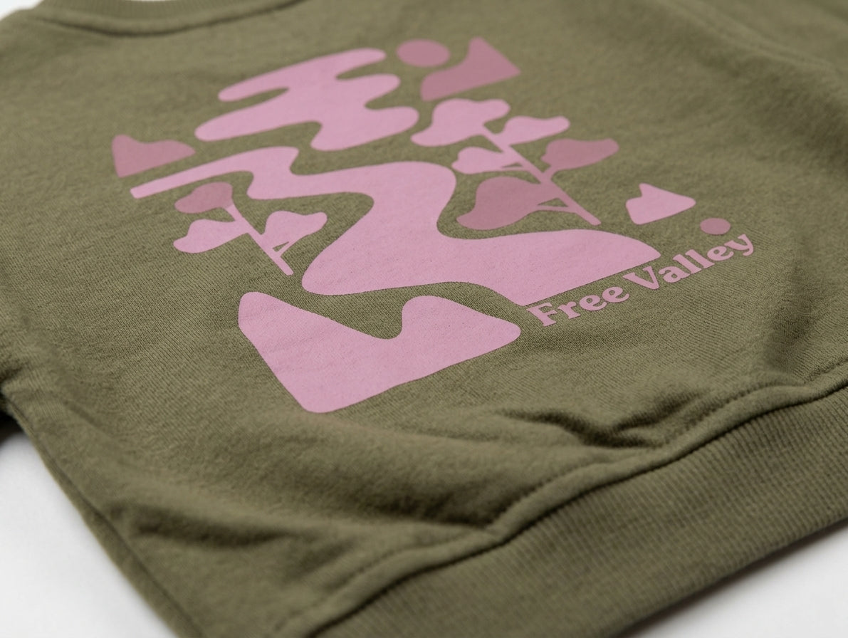 ZEEMAN OLIVE GREEN FREE VALLEY GRAPHIC SWEATSHIRT