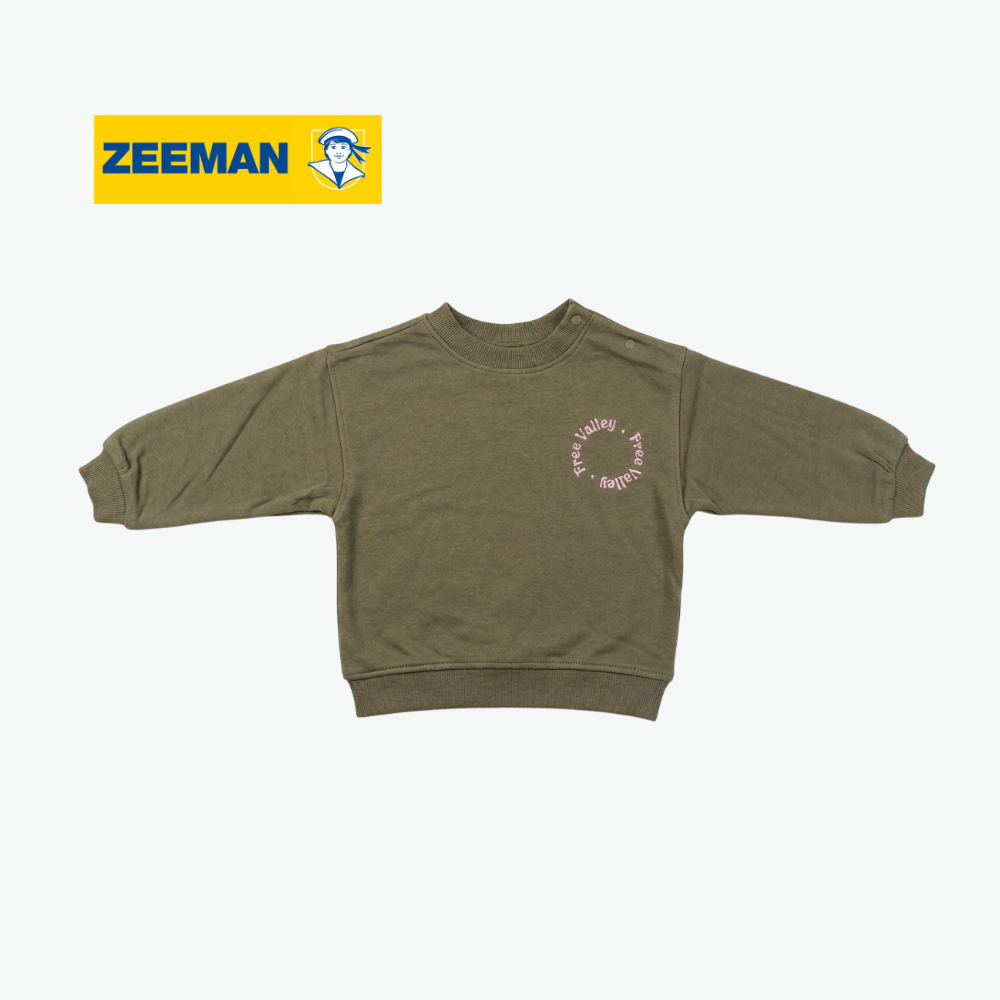 ZEEMAN OLIVE GREEN FREE VALLEY GRAPHIC SWEATSHIRT