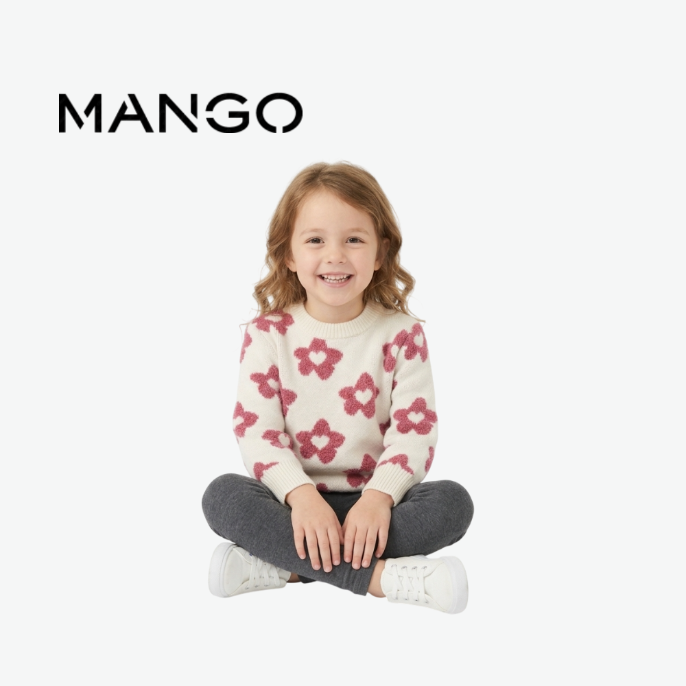 MANGO CREAM FLORAL KNIT SWEATER