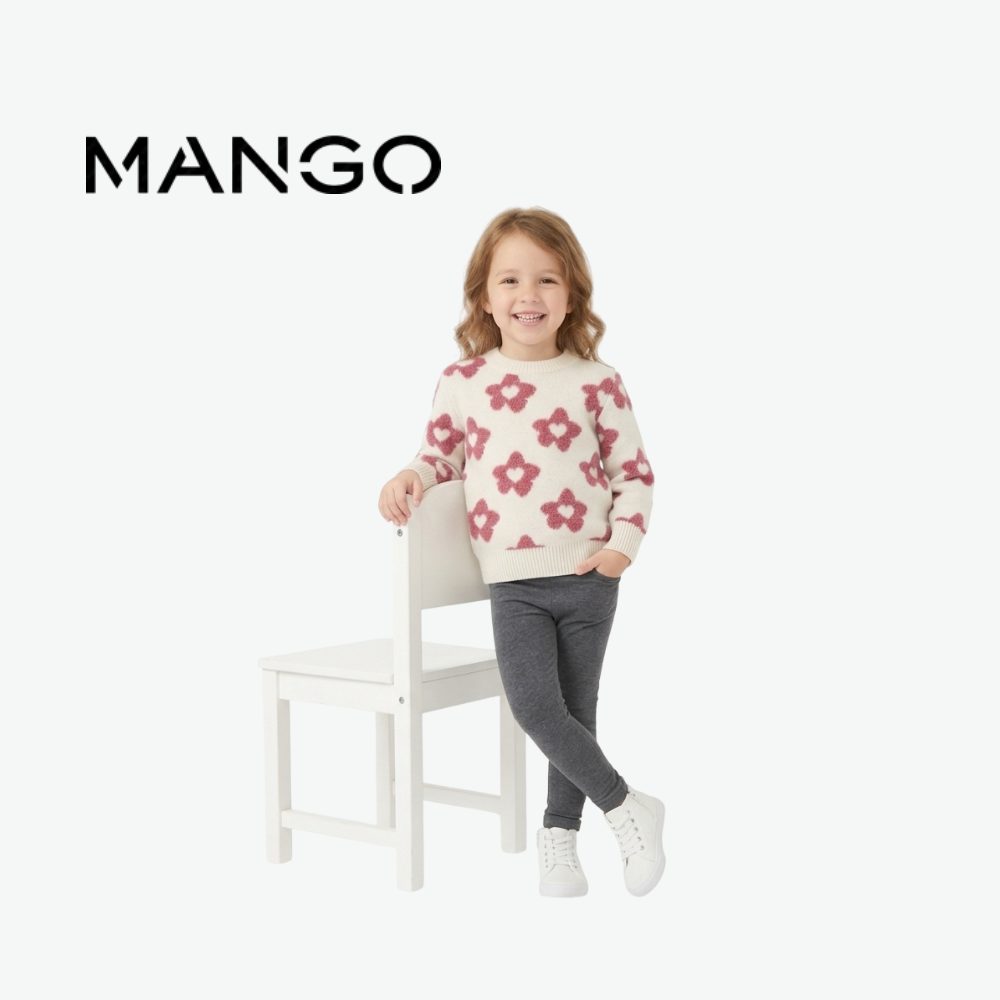 MANGO CREAM FLORAL KNIT SWEATER