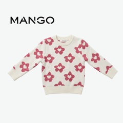 MANGO CREAM FLORAL KNIT SWEATER