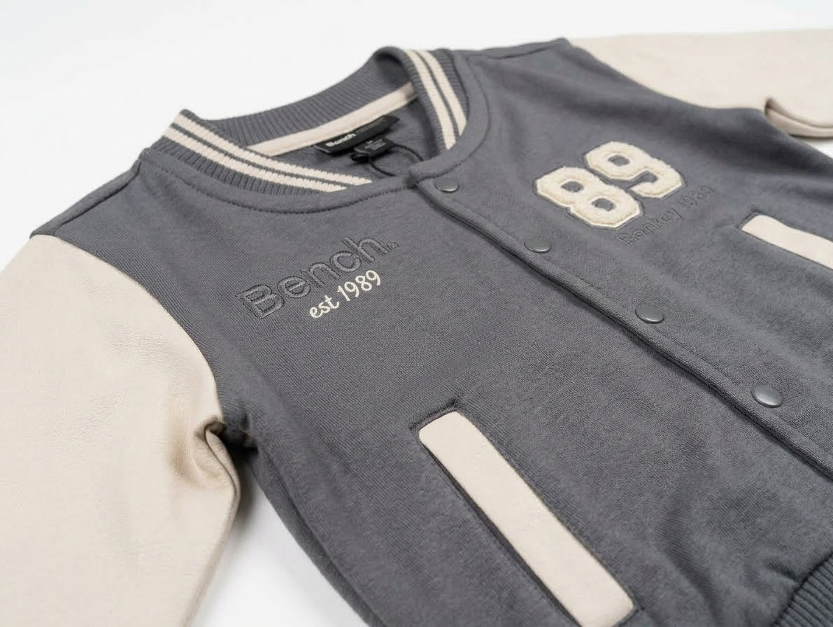 BENCH GREY & CREAM VARSITY JACKET AND JOGGERS