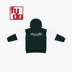 FUDO DARK GREEN & WHITE COLORBLOCK HOODIE