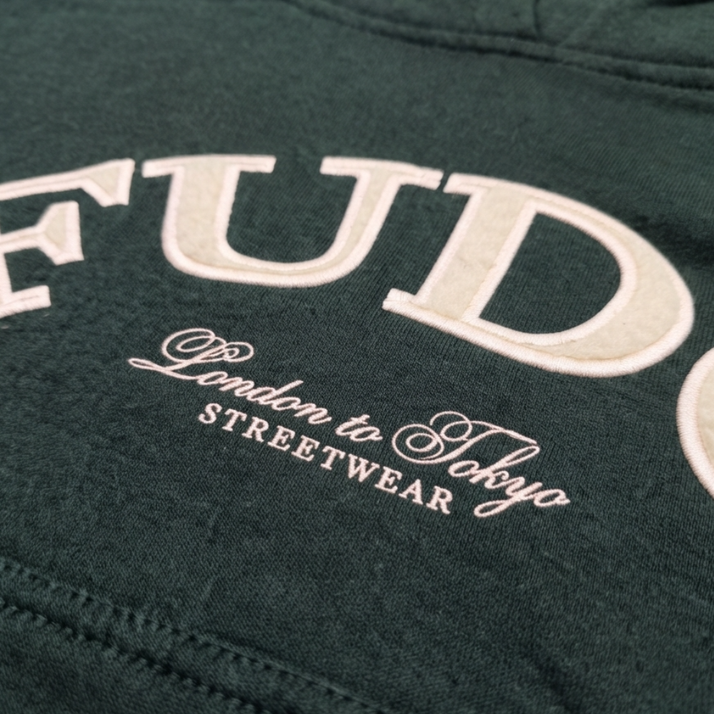 FUDO DARK GREEN & WHITE COLORBLOCK HOODIE