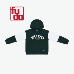FUDO DARK GREEN & WHITE COLORBLOCK HOODIE