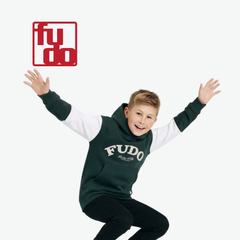 FUDO DARK GREEN & WHITE COLORBLOCK HOODIE