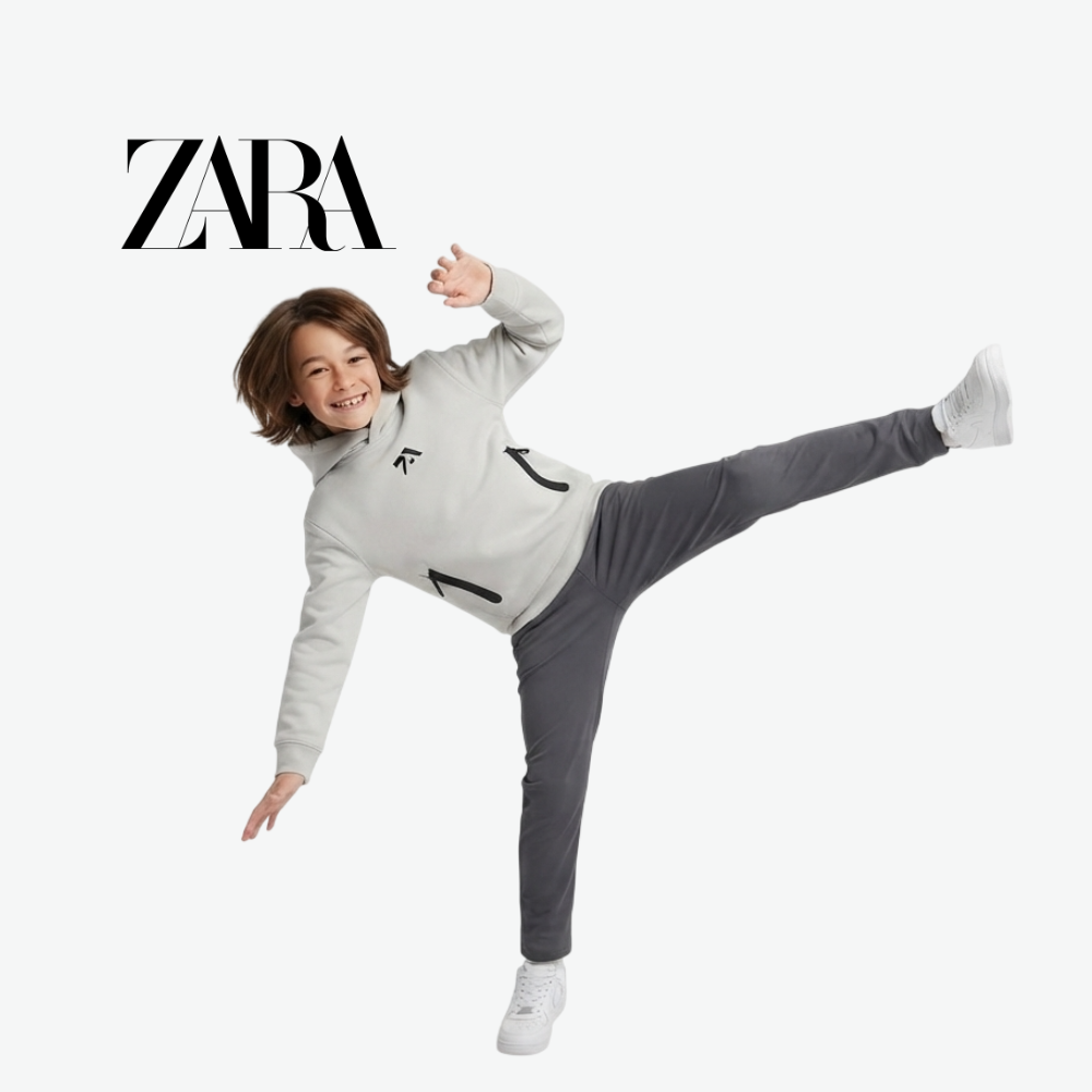 ZARA TECH ZIP-POCKET LIGHT GREY HOODIE