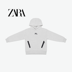 ZARA TECH ZIP-POCKET LIGHT GREY HOODIE