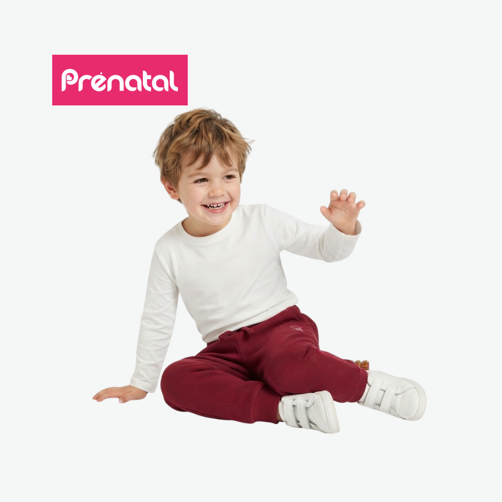 PRÉNATAL BURGUNDY EMBROIDERED LOGO SWEATPANTS