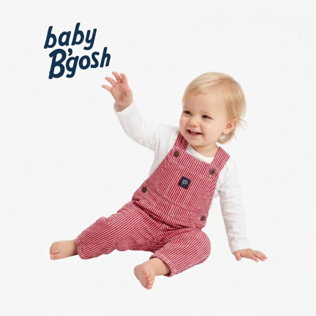 BABY B'GOSH PINK STRIPED DUNGAREES