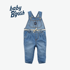 BABY B'GOSH LIGHT BLUE DENIM DUNGAREES WITH GLITTER BELT