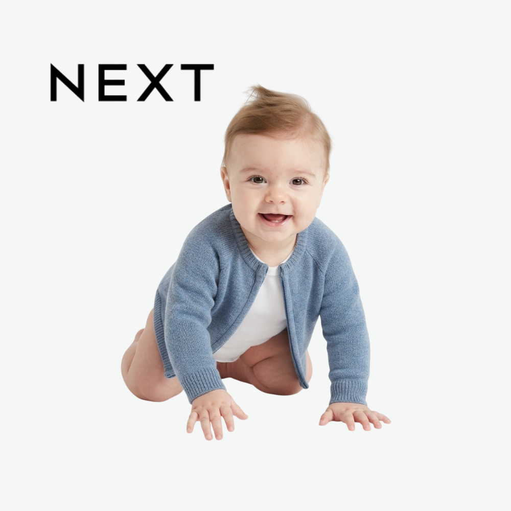 NEXT SLATE BLUE FULL-ZIP KNIT CARDIGAN