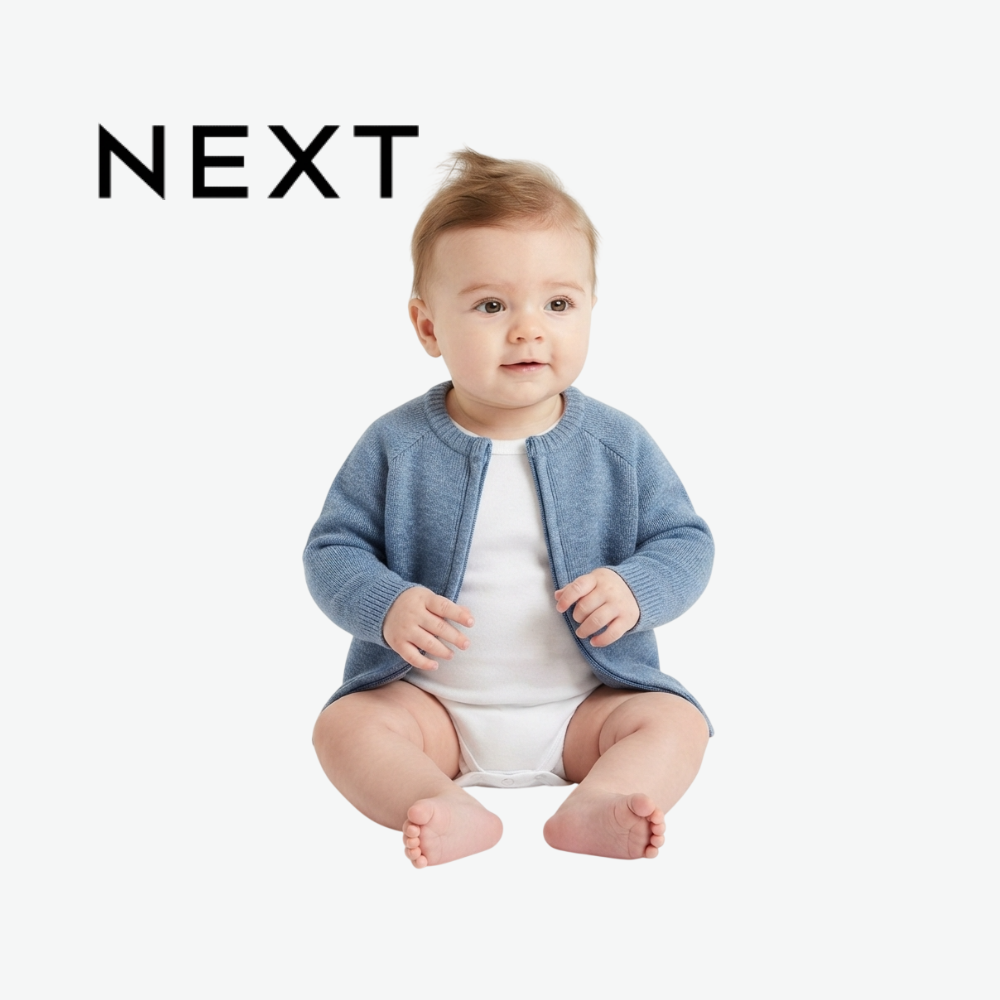 NEXT SLATE BLUE FULL-ZIP KNIT CARDIGAN