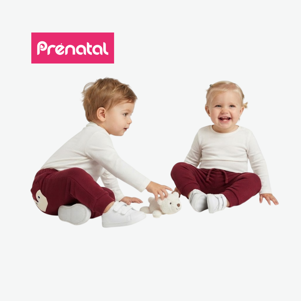 PRÉNATAL BURGUNDY BEAR-POCKET SWEATPANTS