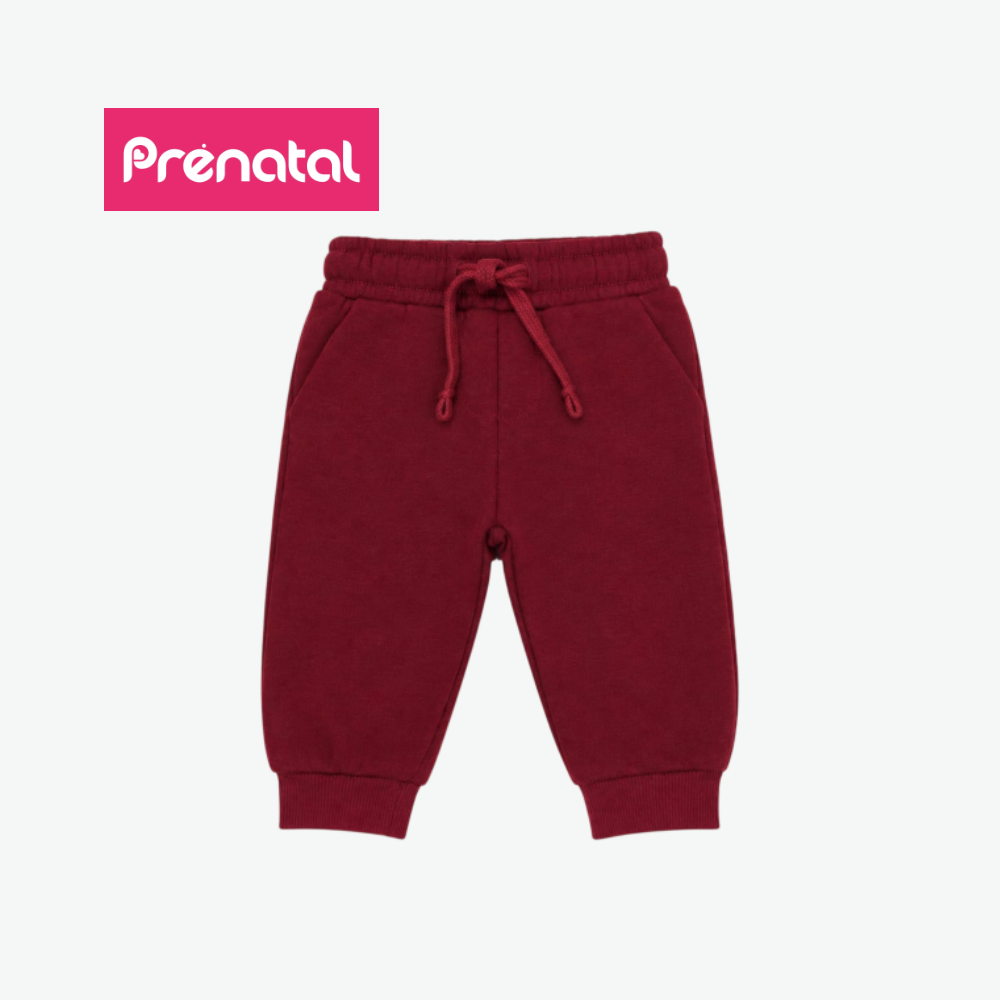 PRÉNATAL BURGUNDY BEAR-POCKET SWEATPANTS