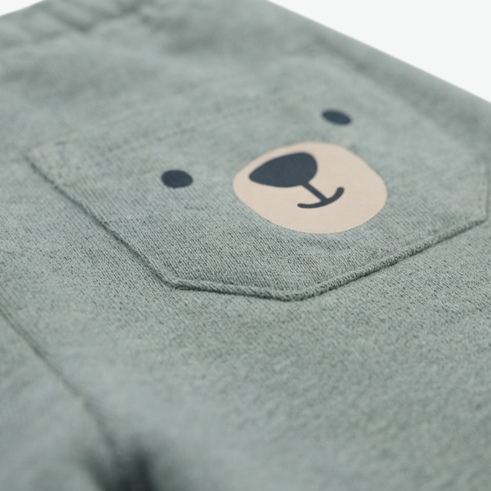 PRÉNATAL SAGE GREEN BEAR-POCKET SWEATPANTS