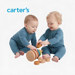 CARTER'S DUSTY TEAL BLUE GAUZE BUTTON-FRONT JUMPSUIT