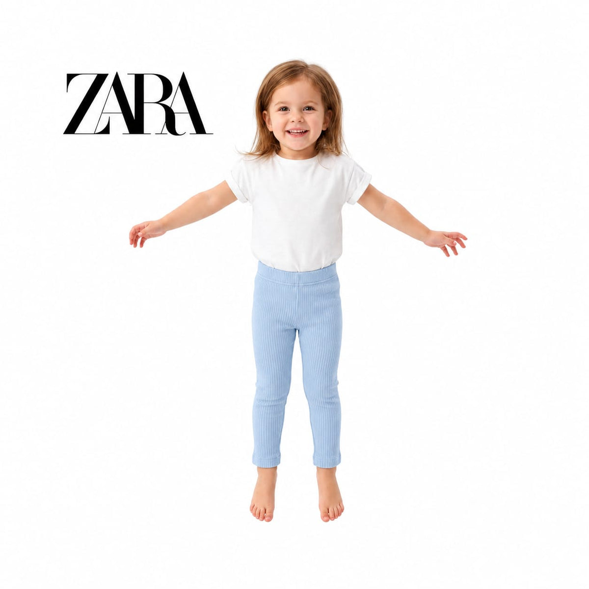 ZARA LIGHT BLUE RIBBED WARM LEGGINGS