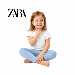 ZARA LIGHT BLUE RIBBED WARM LEGGINGS