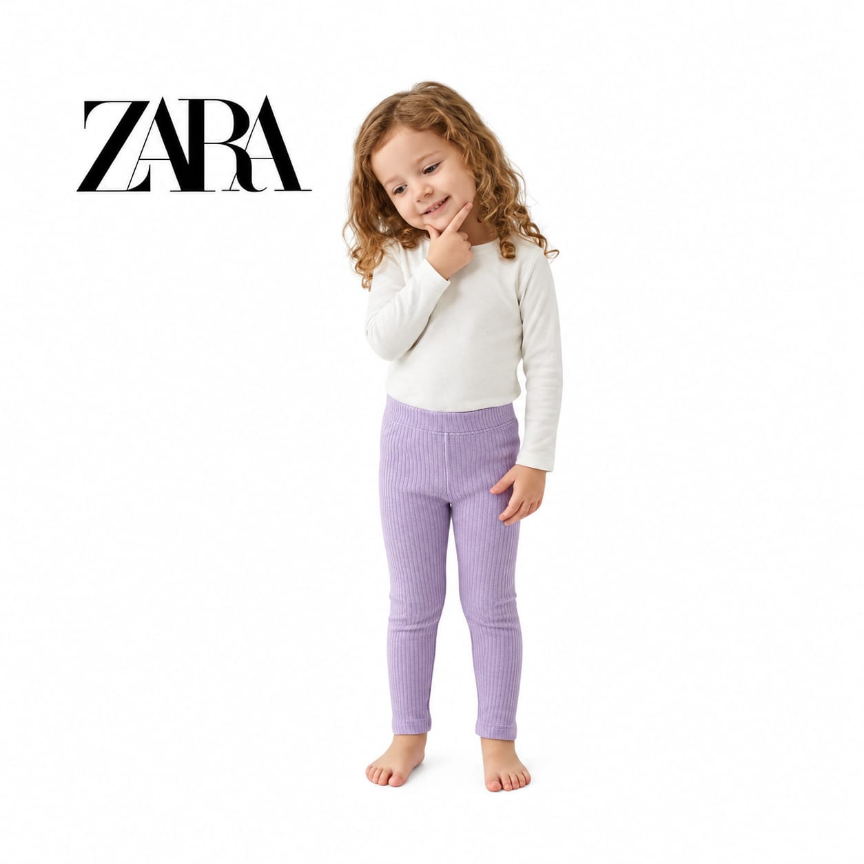 ZARA LILAC RIBBED WARM LEGGINGS
