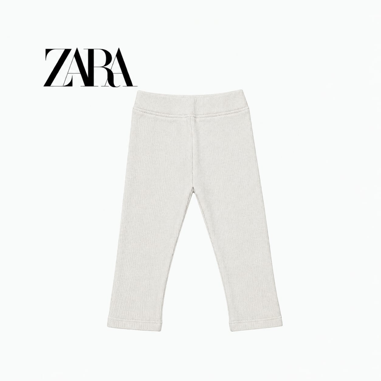 ZARA OFF-WHITE RIBBED WARM LEGGINGS