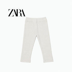 ZARA OFF-WHITE RIBBED WARM LEGGINGS